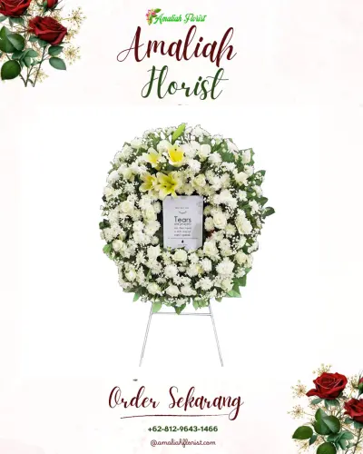 Krans Bunga Duka Cita kelapa gading